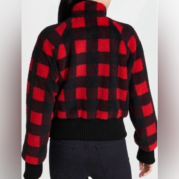 Mother Funnel Neck Ribbed Jacket Women's Small Buffalo Plaid Teatime - Picture 3 of 14